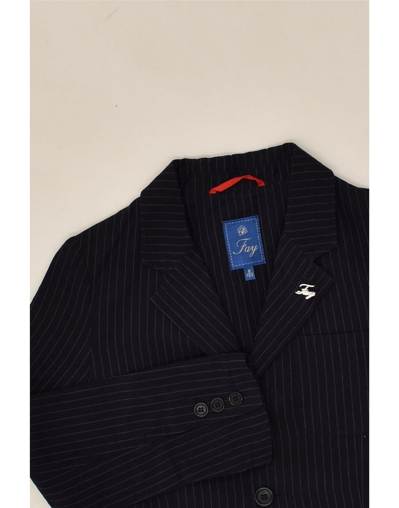 FAY Boys 3 Button Blazer Jacket 7-8 Years Navy Blue Striped | Vintage Fay | Thrift | Second-Hand Fay | Used Clothing | Messina Hembry 