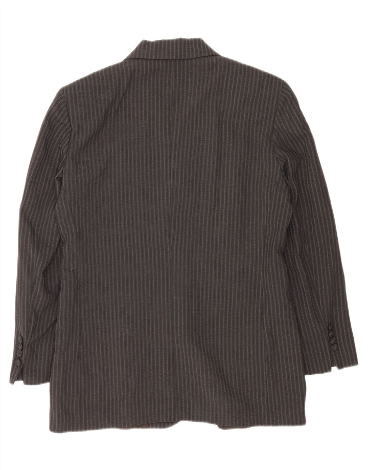 Swish Womens Blazer Jacket IT 46 Large Black Pinstripe Wool