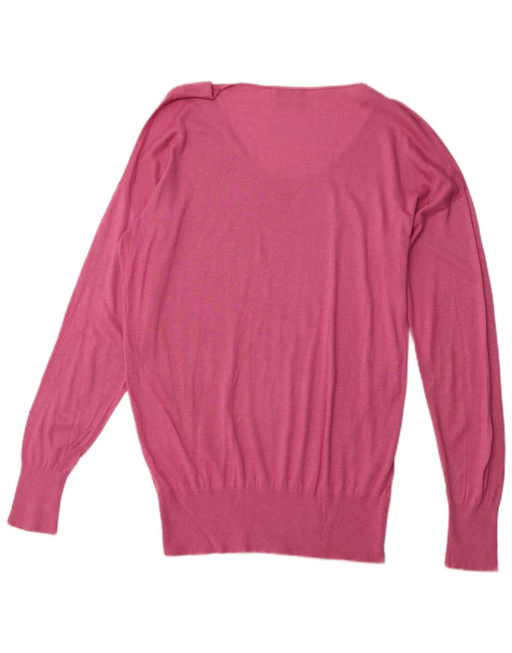 MASSIMO DUTTI Womens Boat Neck Jumper Sweater UK 14 Medium Pink Silk