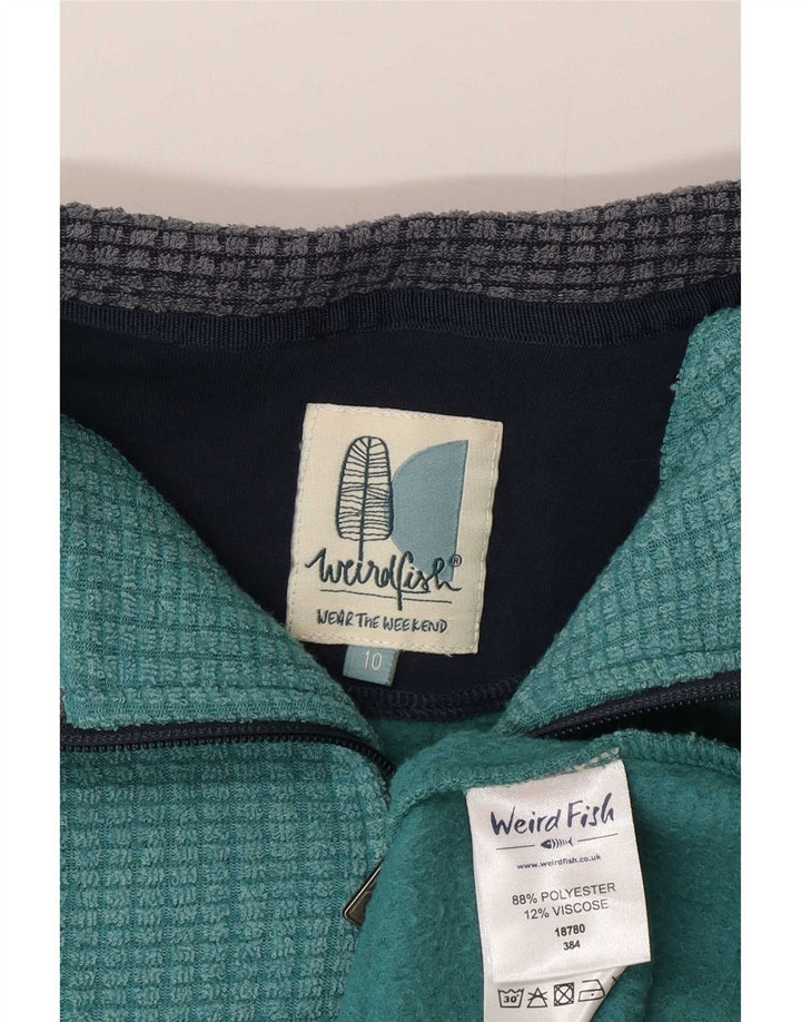 Weird Fish Womens Oversized Zip Neck Fleece Jumper UK 10 Small Green