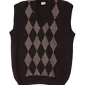 Vintage Mens Vest Tank Top Small Black Argyle/Diamond