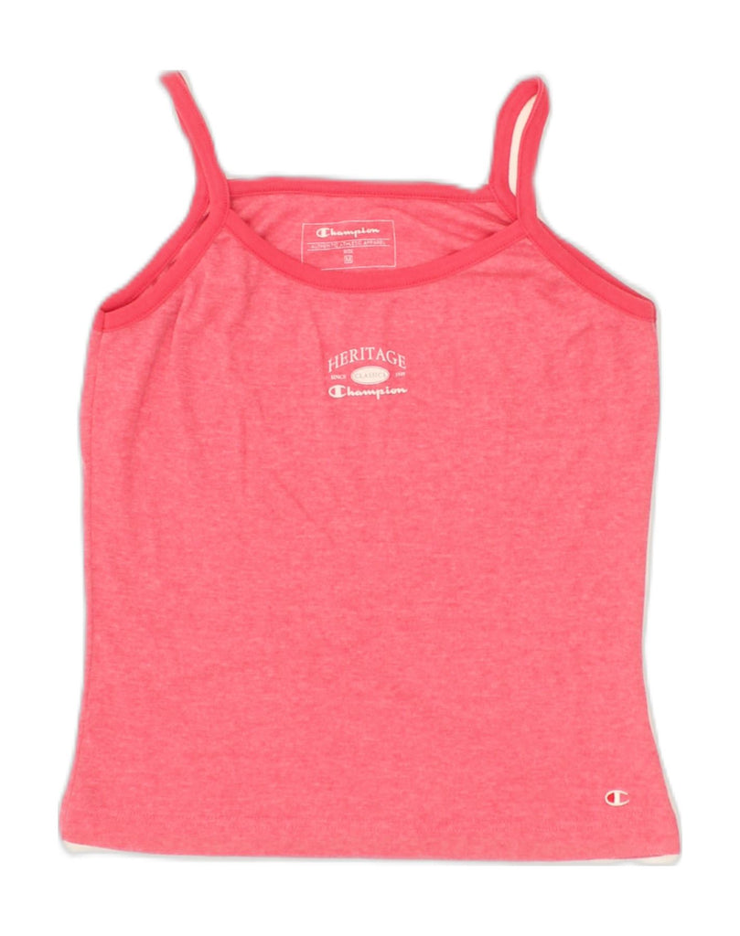 CHAMPION Womens Heritage Cami Top UK 12 Medium Pink Cotton | Vintage Champion | Thrift | Second-Hand Champion | Used Clothing | Messina Hembry 