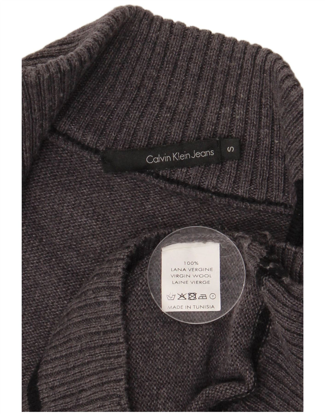 CALVIN KLEIN JEANS Womens Cardigan Sweater UK 10 Small Grey Virgin Wool