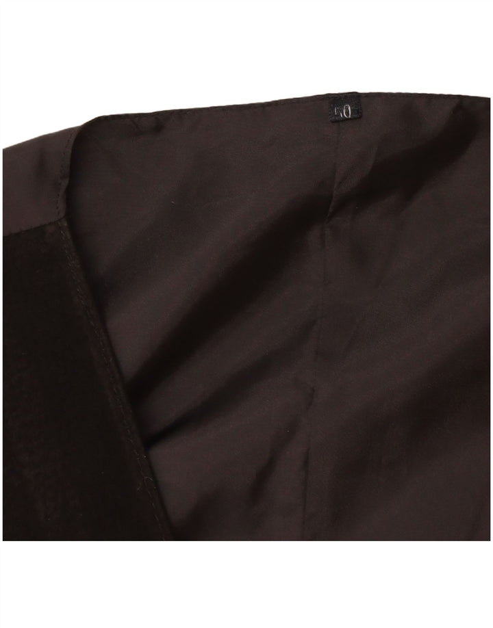 Vintage Mens Suede Waistcoat UK 40 Medium Black Leather