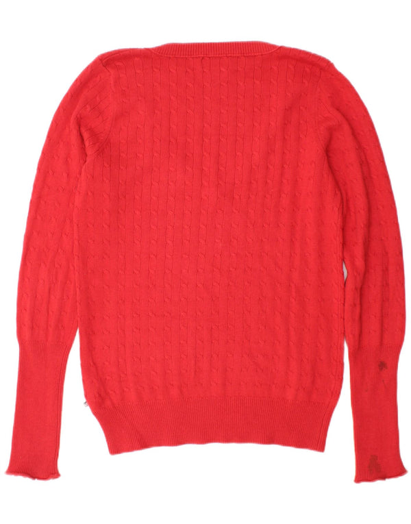Polo Ralph Lauren Womens V-Neck Jumper Sweater UK 14 Large Burgundy Cotton