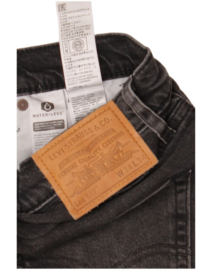 Levi's Mens 512 Distressed Slim Tapered Jeans W34 L34 Grey Cotton
