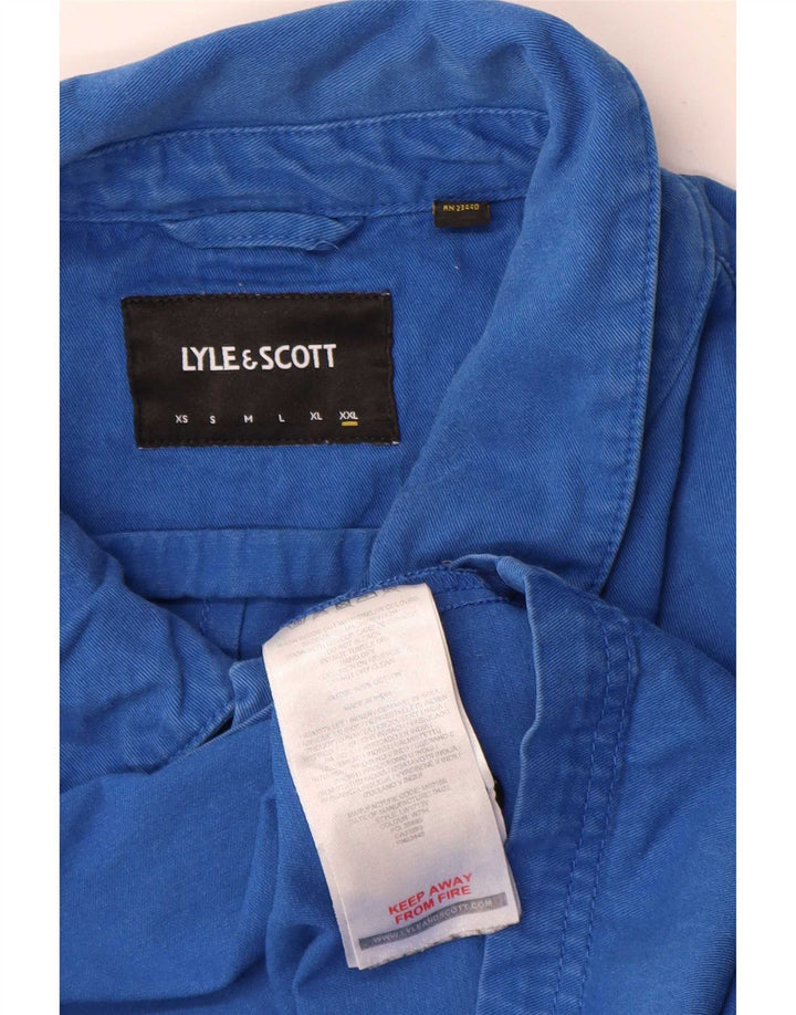Lyle & Scott Mens Bomber Jacket UK 44 2XL Blue Colourblock Cotton