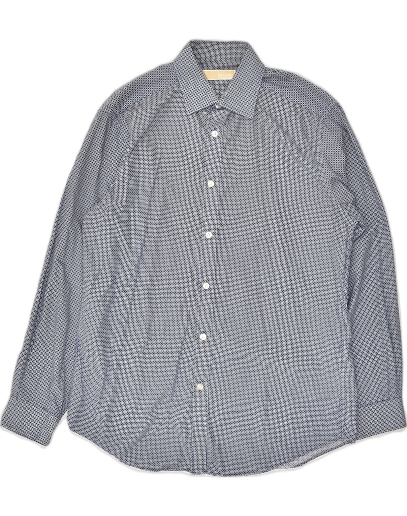 MICHAEL KORS Mens Shirt Size 15 1/2 Medium Navy Blue Argyle/Diamond Cotton | Vintage Michael Kors | Thrift | Second-Hand Michael Kors | Used Clothing | Messina Hembry 