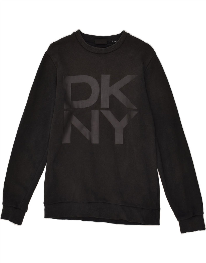 DKNY Mens Graphic Sweatshirt Jumper Small Black Cotton | Vintage Dkny | Thrift | Second-Hand Dkny | Used Clothing | Messina Hembry 