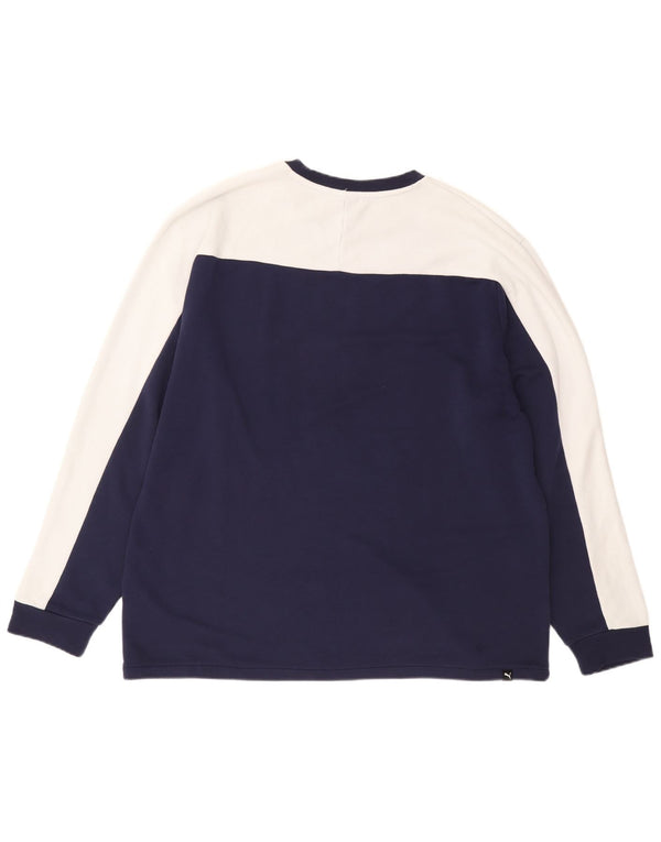 Puma Mens Graphic Top Long Sleeve XL Navy Blue Colourblock Cotton