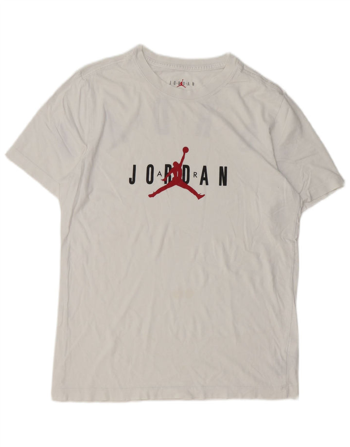 JORDAN Mens Graphic T-Shirt Top Medium White Cotton