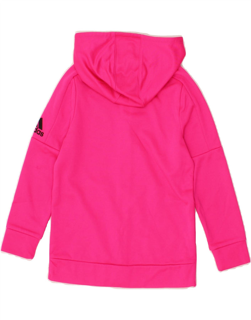 ADIDAS Girls Graphic Zip Hoodie Sweater 5-6 Years Pink Polyester Vintage Adidas and Second-Hand Adidas from Messina Hembry 