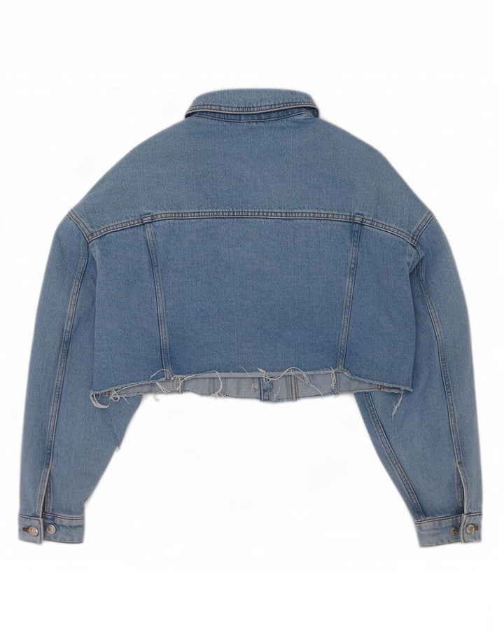 Topshop Womens Crop Oversized Denim Jacket UK 6 XS Blue Cotton