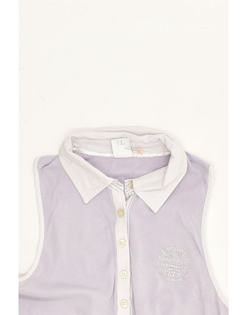 NORTH SAILS Womens Sleeveless Polo Shirt UK 14 Large Purple Cotton | Vintage North Sails | Thrift | Second-Hand North Sails | Used Clothing | Messina Hembry 