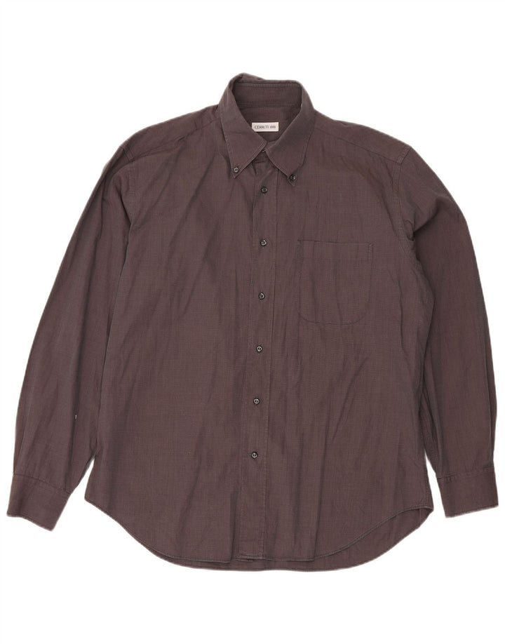 CERRUTI 1881 Mens Shirt Size 42 16 1/2 Large Brown Pinstripe