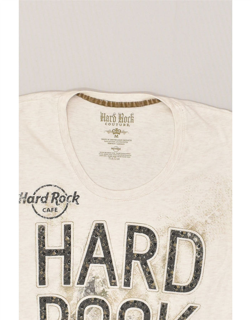 HARD ROCK CAFE Womens Venice Graphic T-Shirt Top UK 12 Medium Off White Vintage Hard Rock Cafe and Second-Hand Hard Rock Cafe from Messina Hembry 