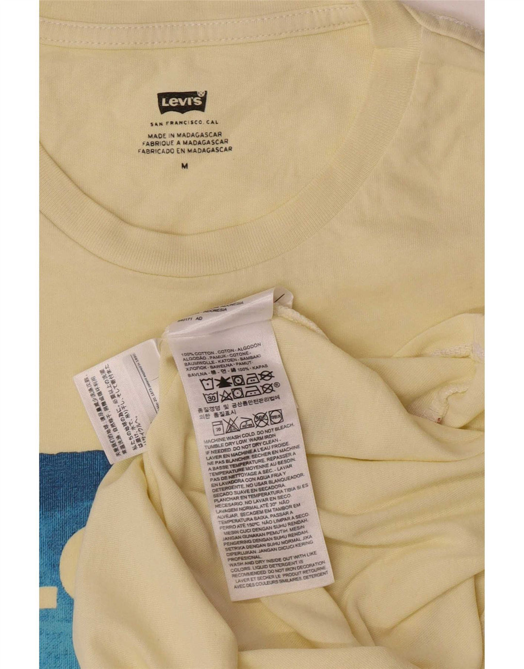 Levi's Mens Graphic T-Shirt Top Medium Yellow Cotton