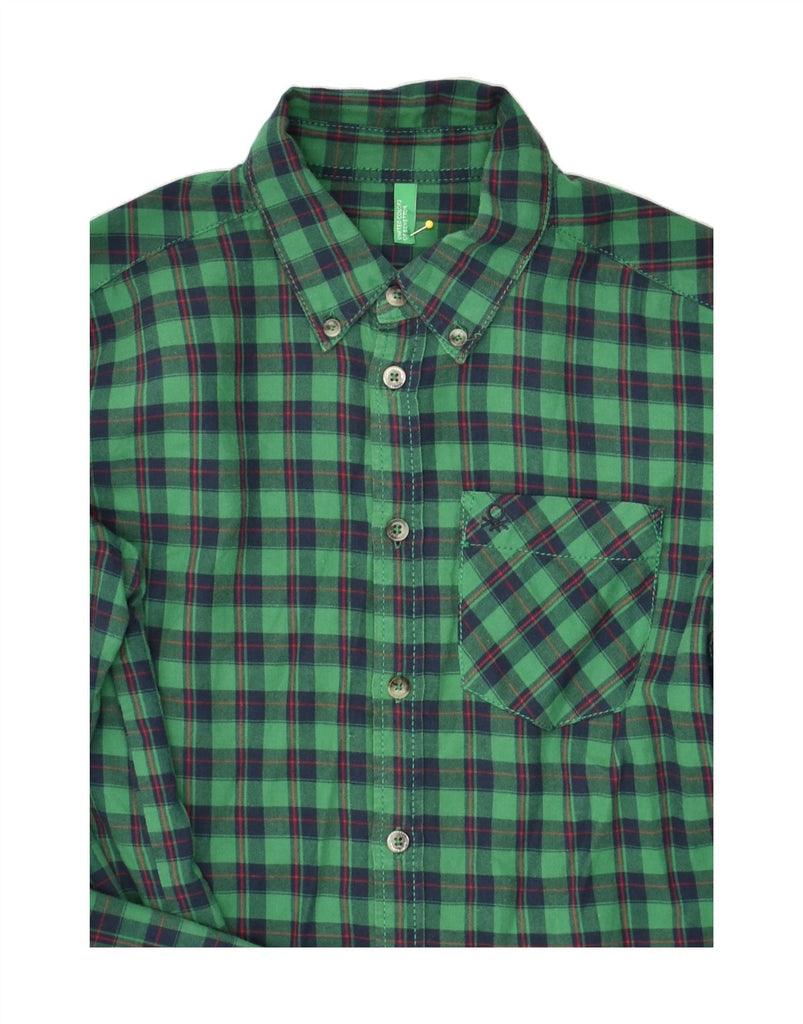 UNITED COLORS OF BENETTON Boys Flannel Shirt 11-12 Years 2XL  Green Check | Vintage United Colors of Benetton | Thrift | Second-Hand United Colors of Benetton | Used Clothing | Messina Hembry 