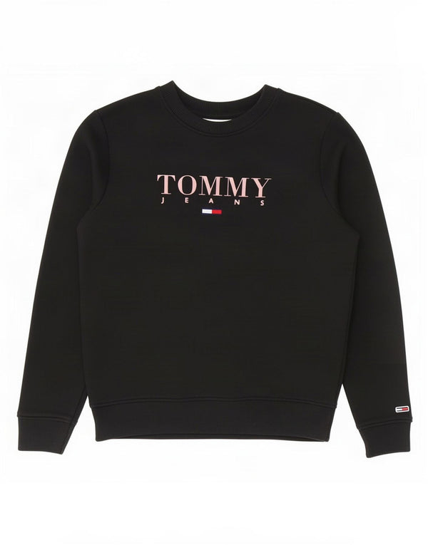 Tommy Hilfiger Womens Graphic Oversized Sweatshirt Jumper UK 10 Small Black