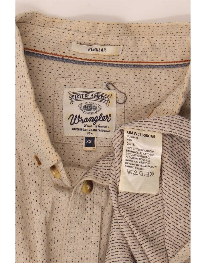Wrangler Mens Regular Fit Shirt 2XL Beige Spotted Cotton