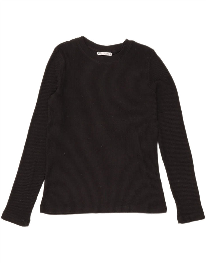 Zara Womens Top Long Sleeve UK 10 Small Black Polyester