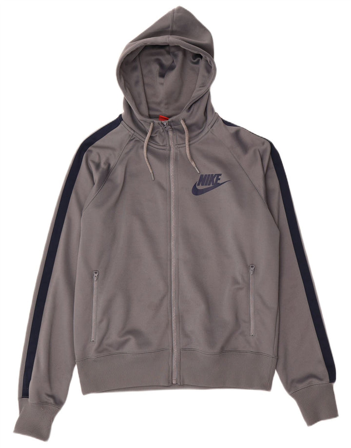 Nike Mens Zip Hoodie Sweater Medium Grey Colourblock Polyester