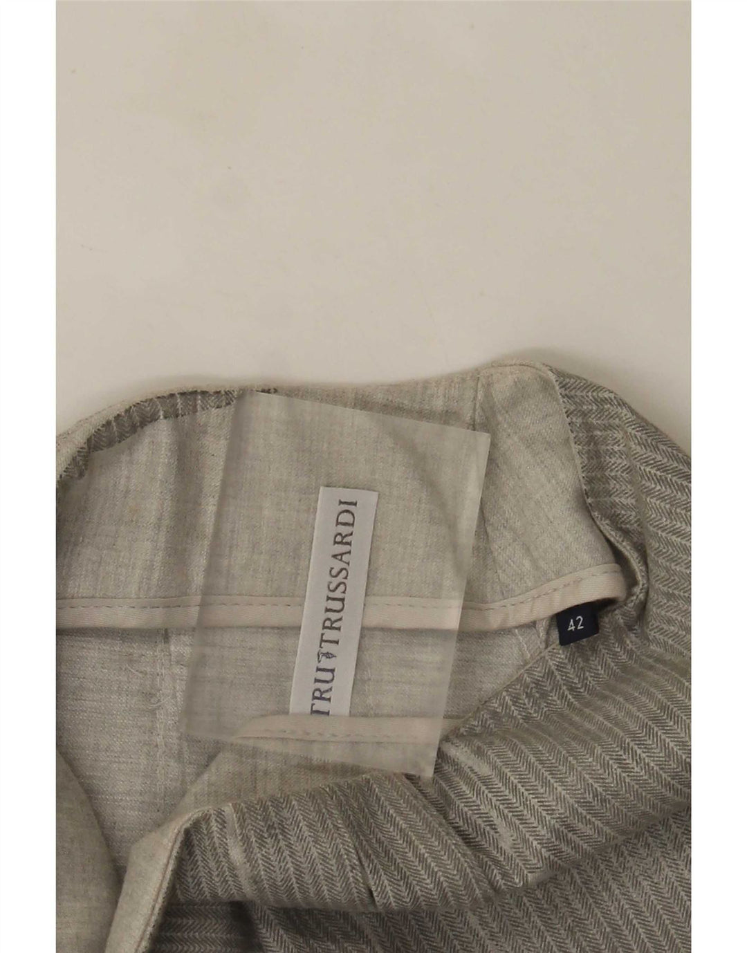 Trussardi Womens Pleated Mini Skirt IT 42 Medium W28 Grey Herringbone