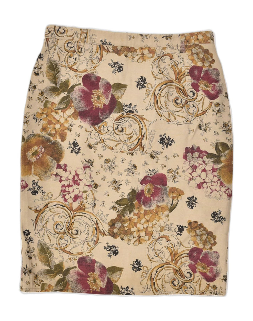 VINTAGE Womens Straight Skirt W32 Large  Beige Floral | Vintage Vintage | Thrift | Second-Hand Vintage | Used Clothing | Messina Hembry 