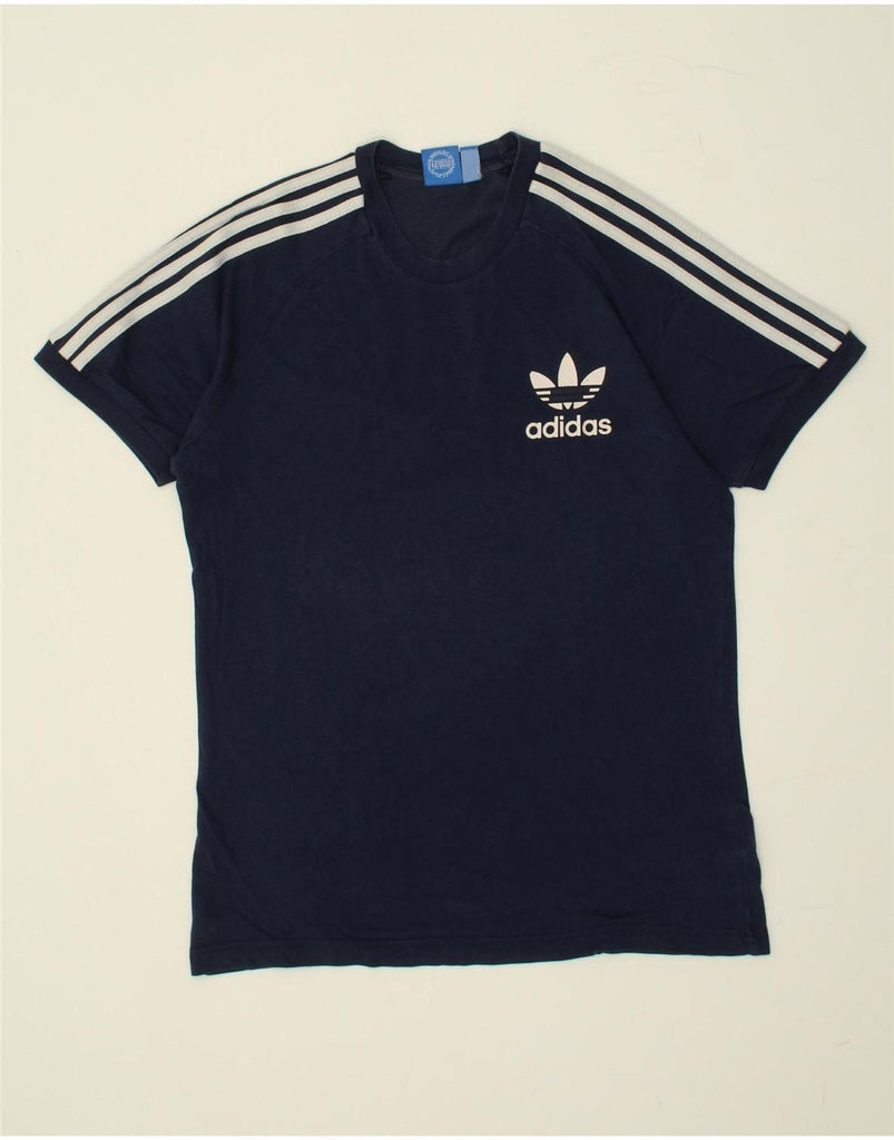 ADIDAS Mens T-Shirt Top Medium Navy Blue Cotton Vintage Adidas and Second-Hand Adidas from Messina Hembry 