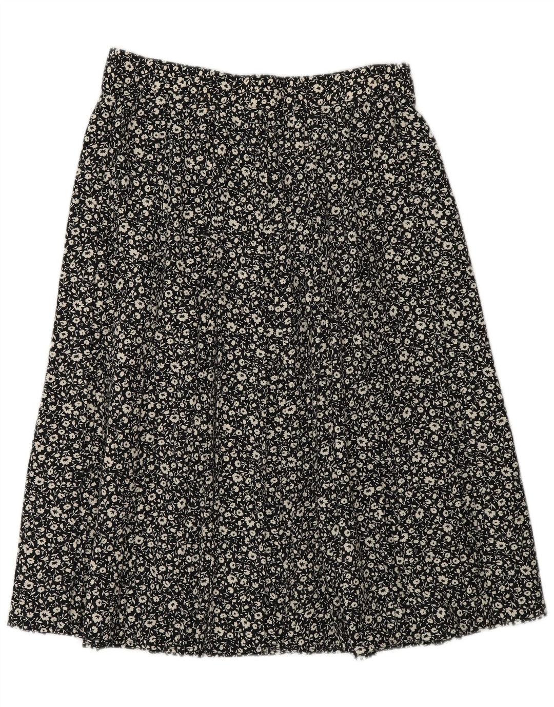 St Michael Womens A-Line Skirt UK 16 Large W30 Black Floral Polyester