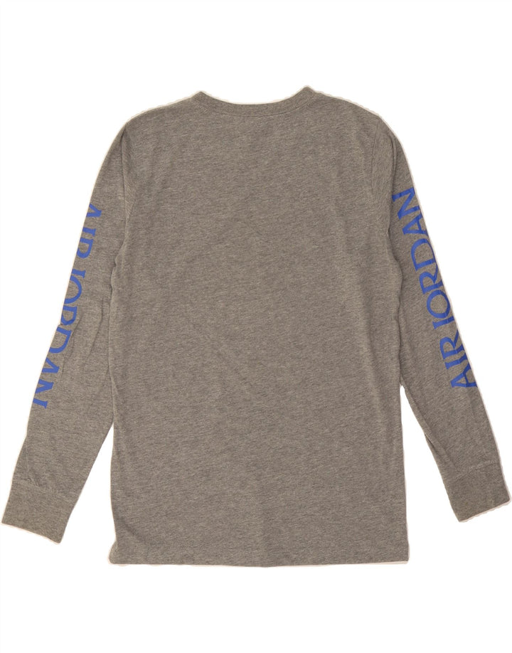 JORDAN Boys Graphic Top Long Sleeve 13-14 Years XL Grey Vintage Jordan and Second-Hand Jordan from Messina Hembry 