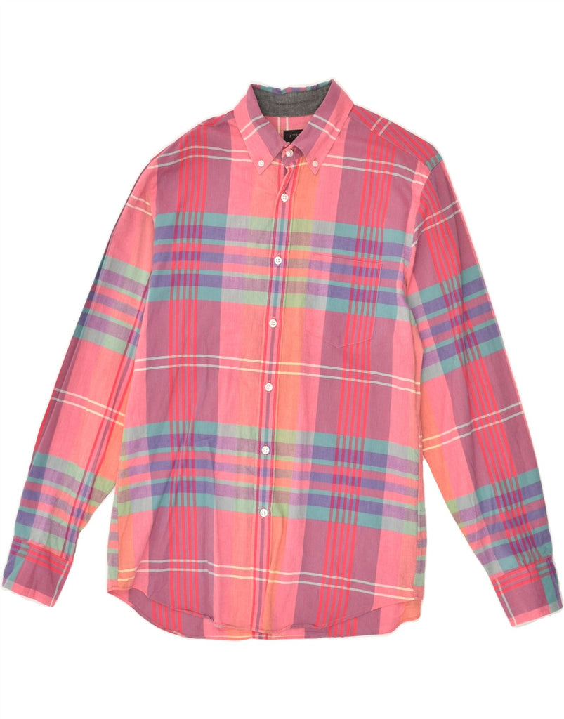 J. CREW Mens Shirt Medium Pink Plaid Cotton | Vintage J. Crew | Thrift | Second-Hand J. Crew | Used Clothing | Messina Hembry 