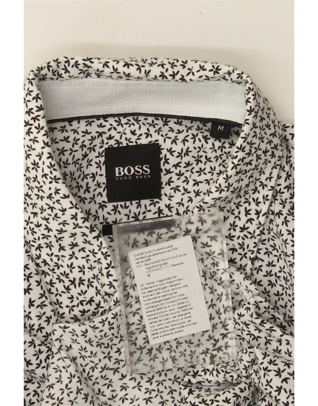Hugo Boss Mens Slim Fit Shirt Medium White Floral Cotton