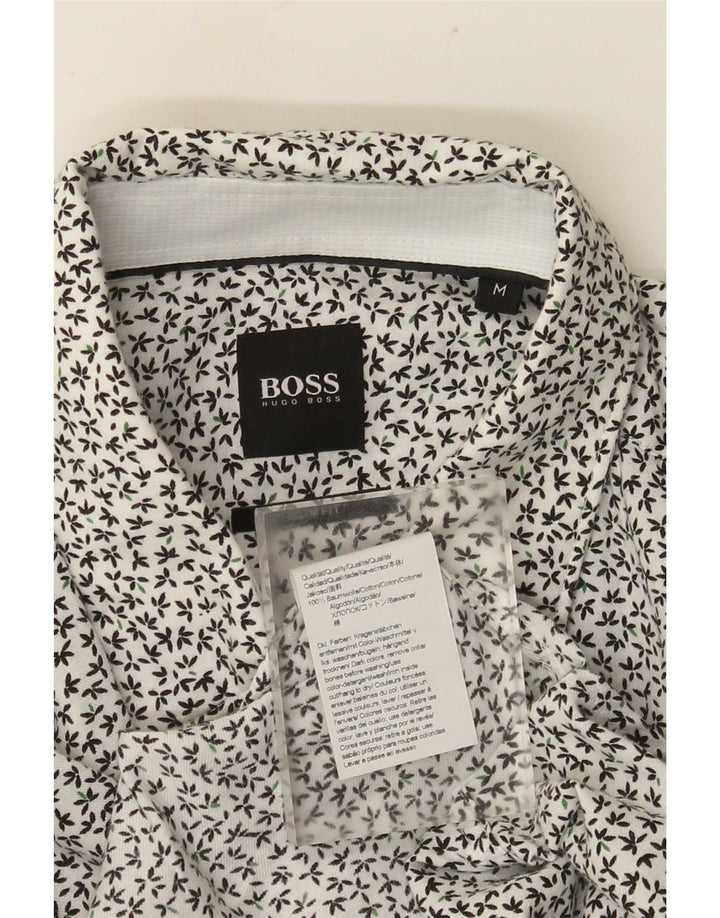 Hugo Boss Mens Slim Fit Shirt Medium White Floral Cotton