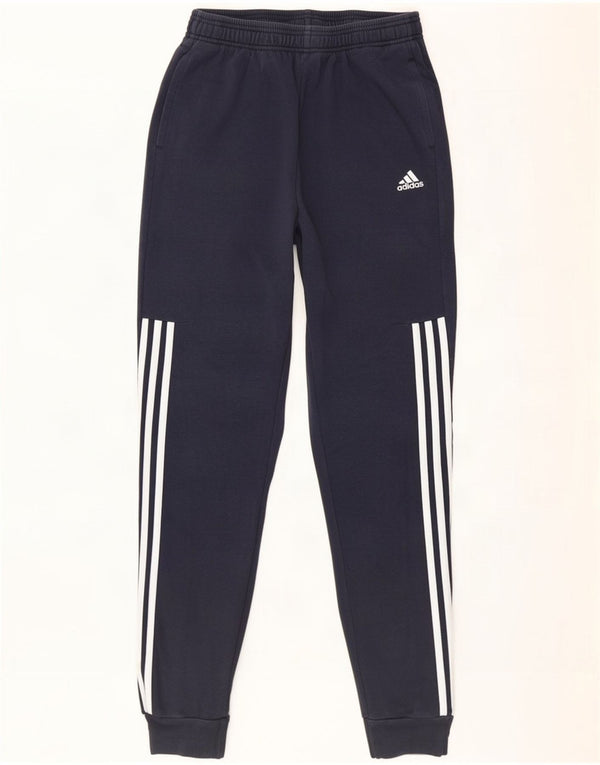 Adidas Boys Tracksuit Trousers Joggers 15-16 Years Navy Blue Cotton