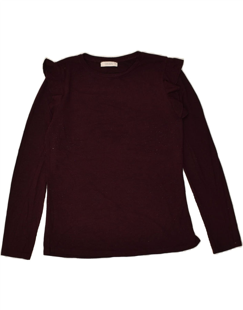 OASIS Womens Crew Neck Jumper Sweater UK 12 Medium Burgundy Viscose | Vintage Oasis | Thrift | Second-Hand Oasis | Used Clothing | Messina Hembry 