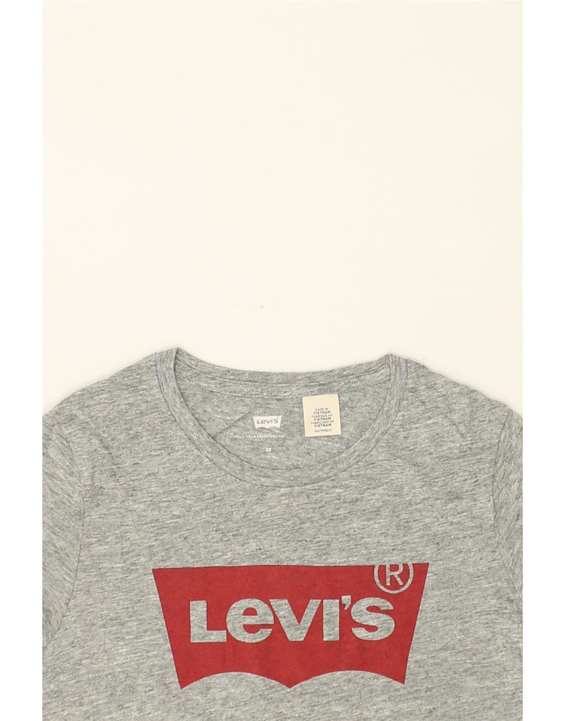 LEVI'S Womens Graphic T-Shirt Top UK 6 XS Grey Cotton | Vintage Levi's | Thrift | Second-Hand Levi's | Used Clothing | Messina Hembry 