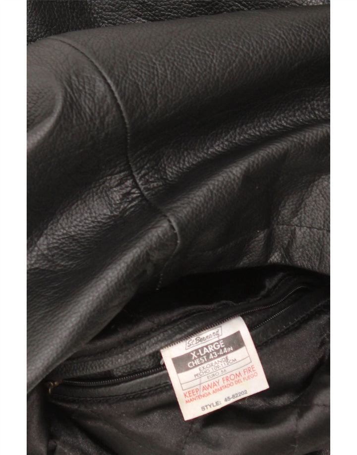 ST. BERNARD Mens Leather Coat UK 42 XL Black Leather Vintage St. Bernard and Second-Hand St. Bernard from Messina Hembry 