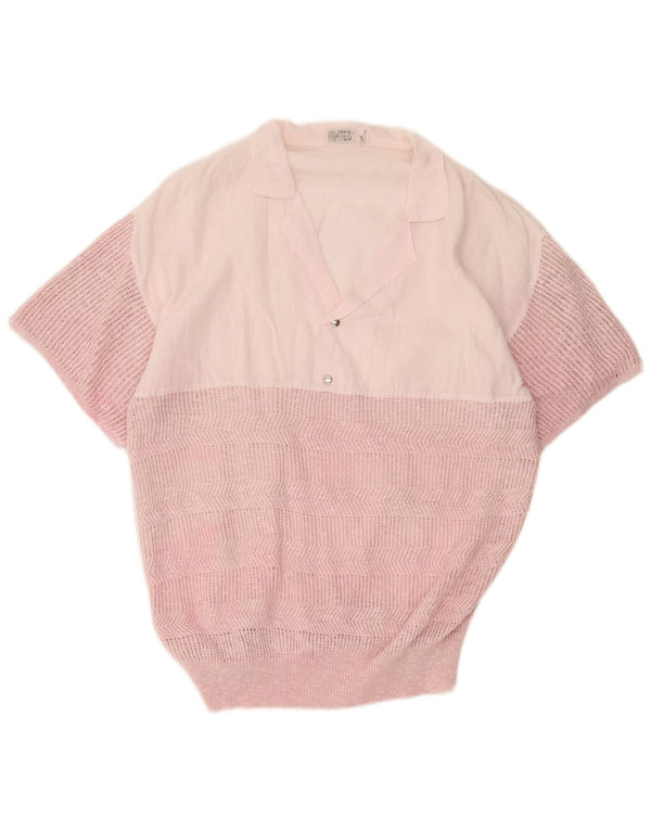 Vintage Mens Short Sleeve Pullover Shirt Medium Pink