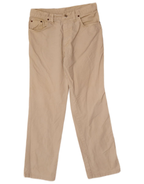 Vintage Mens Straight Casual Trousers IT 48 Medium W30 L29 Beige Cotton