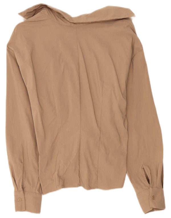 Zara Womens Long Sleeve Blouse Top UK 6 XS Beige Viscose
