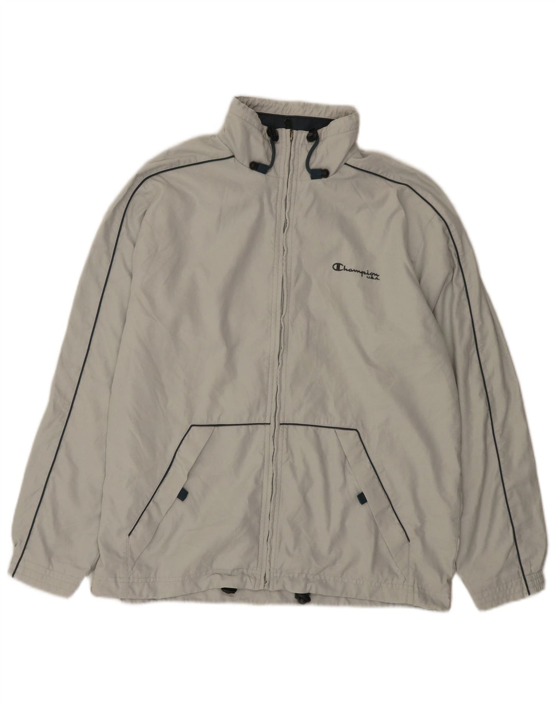 Champion Mens Tracksuit Top Jacket Medium Grey Polyester
