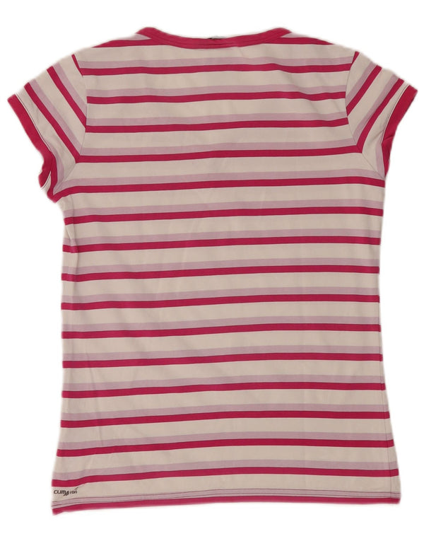 Adidas Womens T-Shirt Top UK 12 Medium  Pink Striped