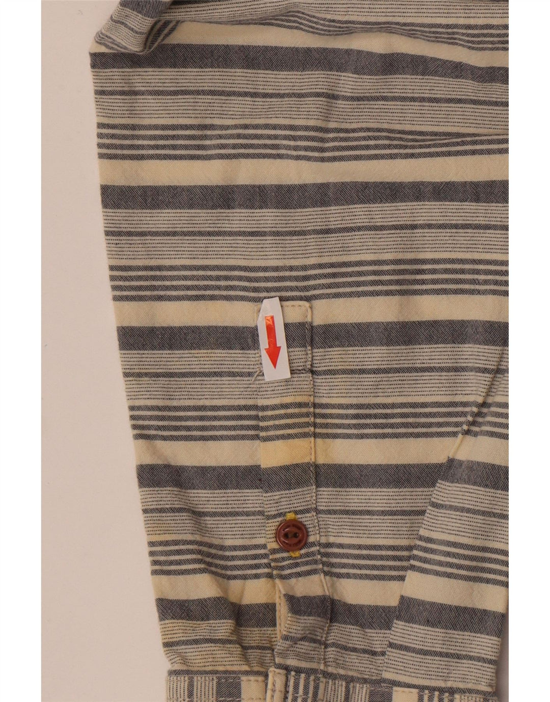 White Stuff Mens Slim Fit Shirt 2XL Beige Striped Cotton