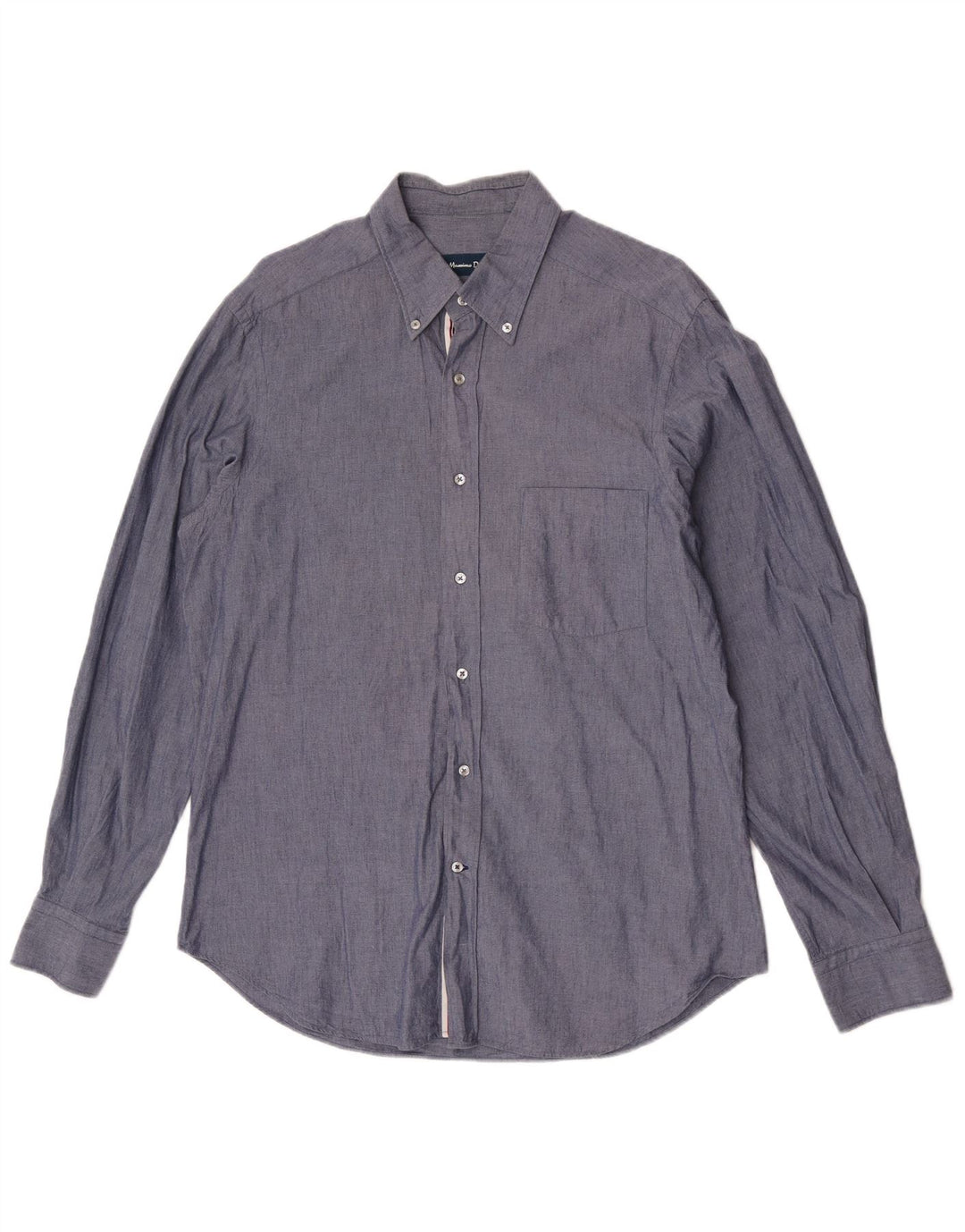 Massimo Dutti Mens Shirt Large Grey Cotton