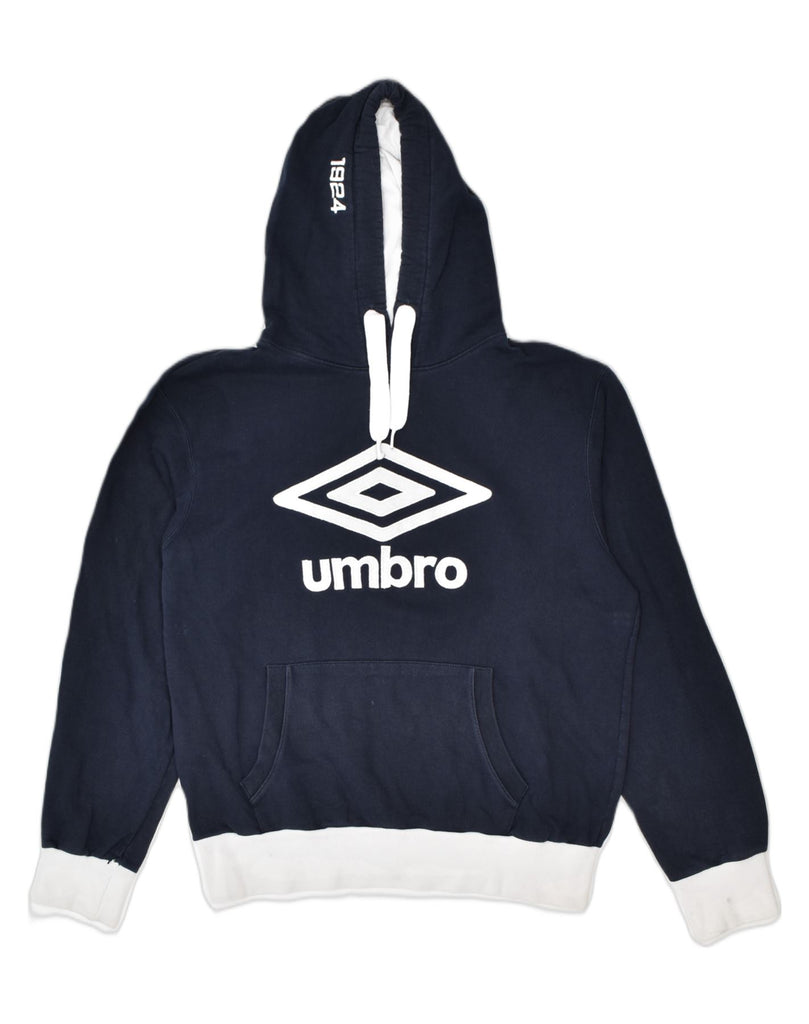 UMBRO Mens Graphic Hoodie Jumper Large Navy Blue Cotton | Vintage | Thrift | Second-Hand | Used Clothing | Messina Hembry 
