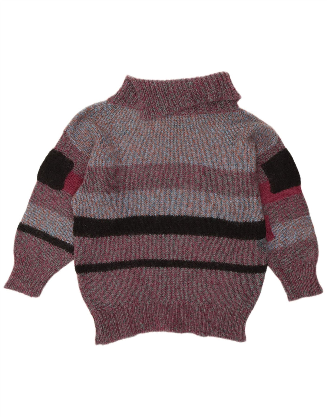 VINTAGE Womens Roll Neck Jumper Sweater UK 18 XL Purple Colourblock