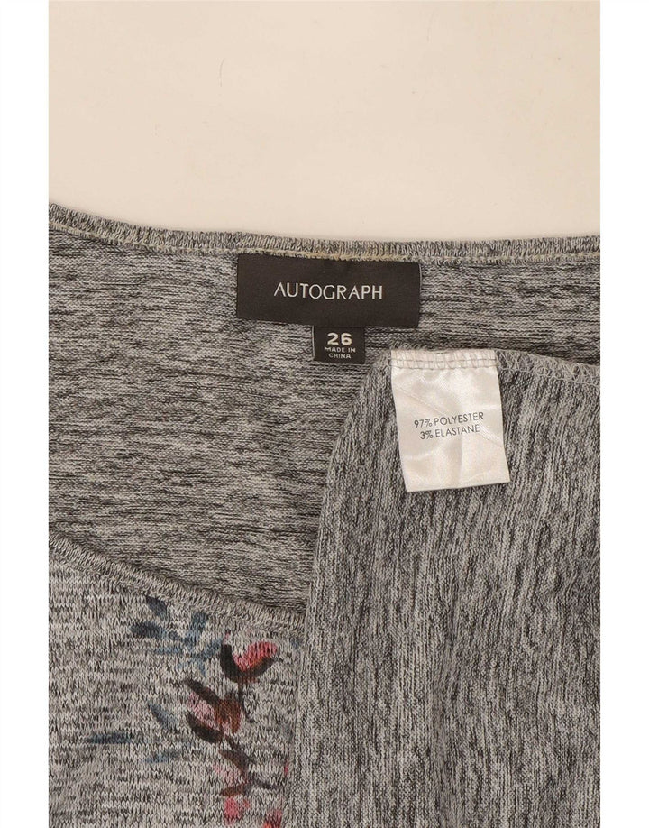 Marks & Spencer Womens Autograph Graphic Top 3/4 Sleeve UK 26 5XL Grey