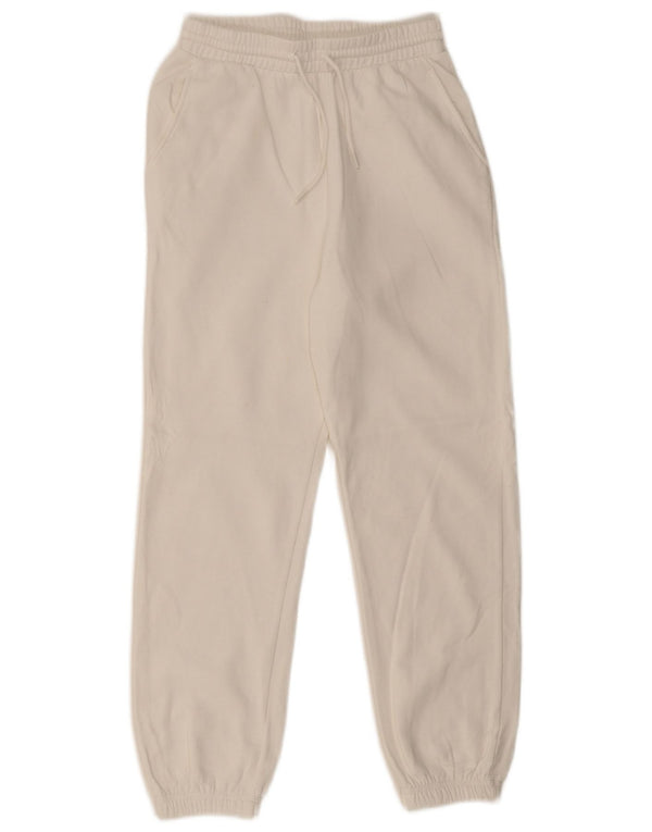 Zara Womens Tracksuit Trousers Joggers UK 10 Small  White Cotton