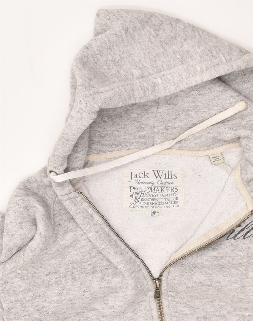 JACK WILLS Womens Zip Hoodie Sweater UK 8 Small Grey Cotton | Vintage Jack Wills | Thrift | Second-Hand Jack Wills | Used Clothing | Messina Hembry 